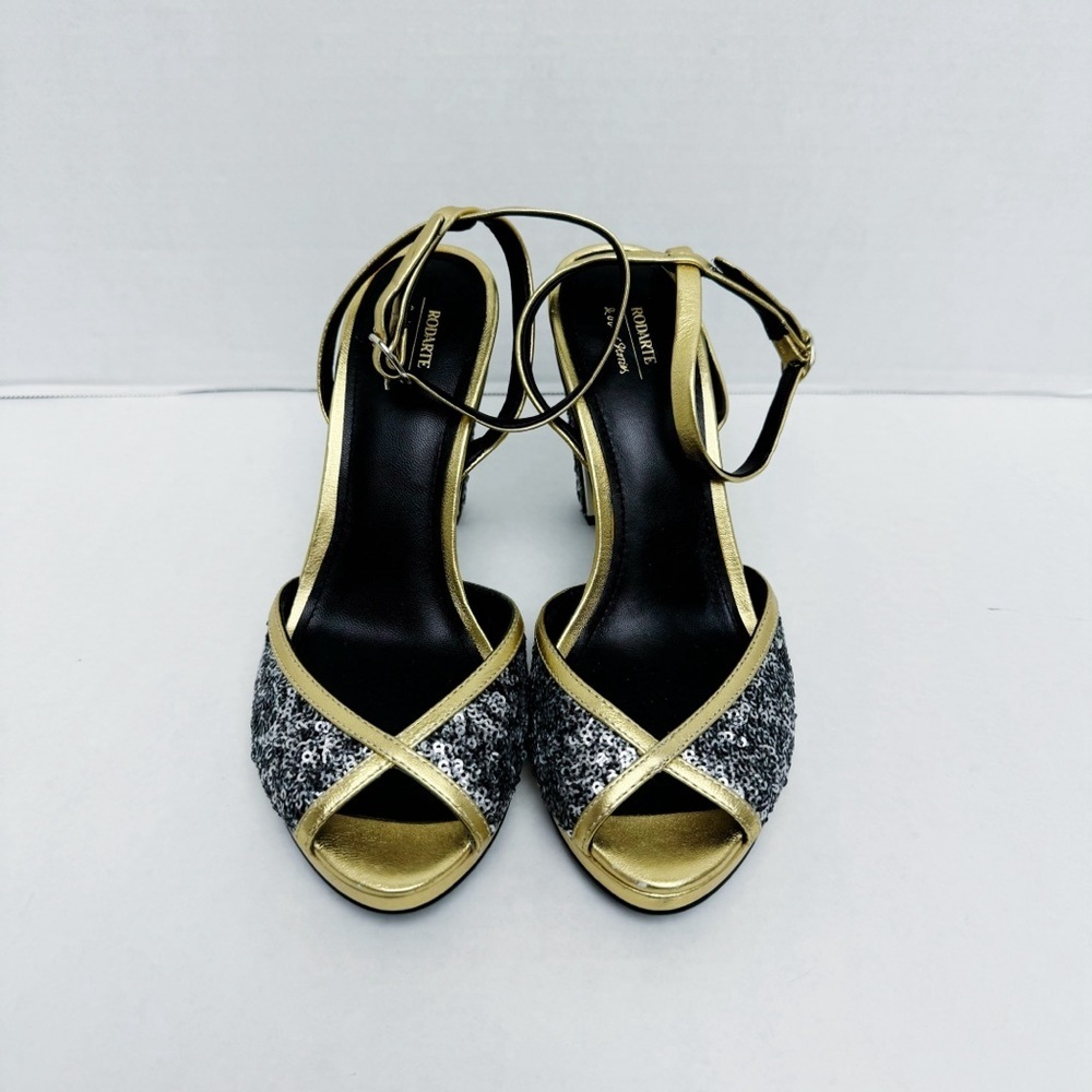 Rodarte X & Other Stories - Gold and Silver Sequined Peep Toe Heels